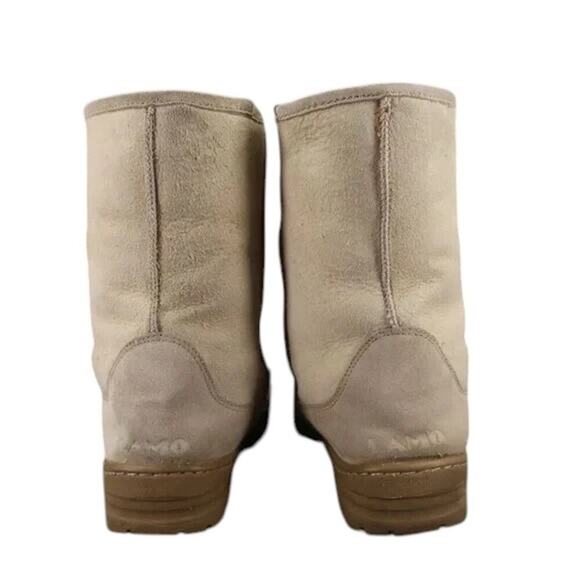Lamo Shoes Women 8 Boots Winter Comfort Pull On Casual Warm Mens 7 Beige Leather - Picture 4 of 14